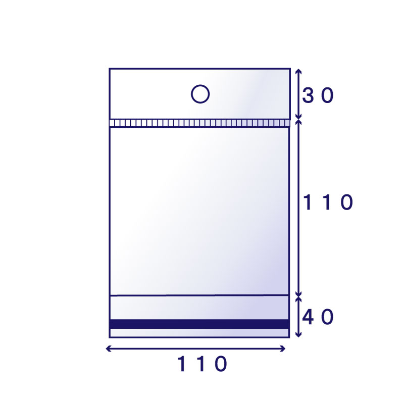OPP #40 クリアヘッダー袋 CH-16E (110×110mm) 100枚入り