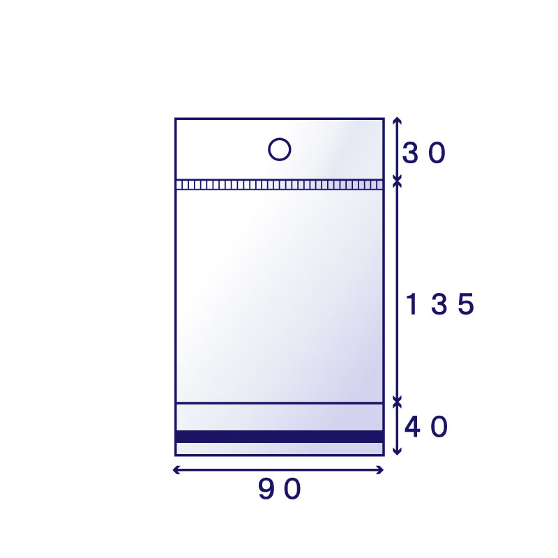 OPP #30 白ヘッダー袋 H-10 (90×135mm) 100枚入り