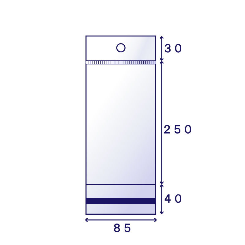 OPP #30 白ヘッダー袋 H-10A (85×250mm) 100枚入り