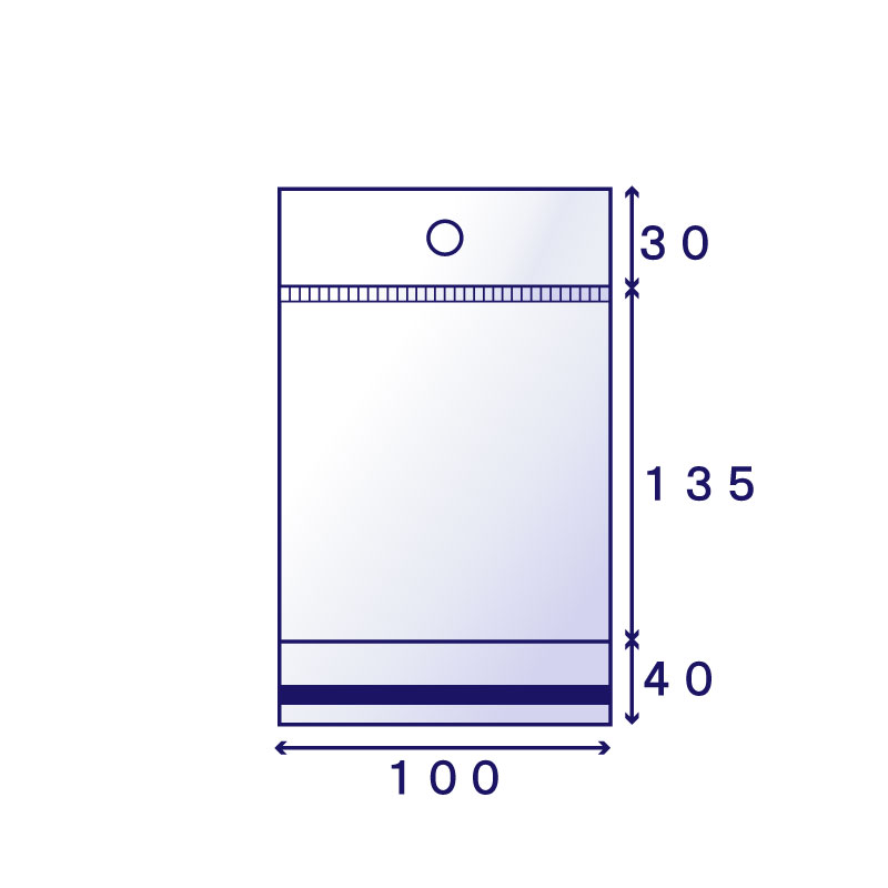 OPP #30 白ヘッダー袋 H-13 (100×135mm) 100枚入り