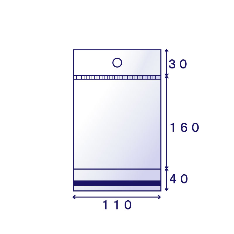 OPP #30 白ヘッダー袋 H-16 (110×160mm) 100枚入り