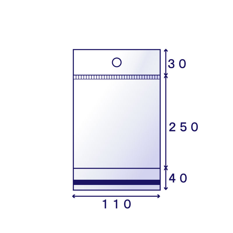 OPP #30 白ヘッダー袋 H-16A (110×250mm) 100枚入り