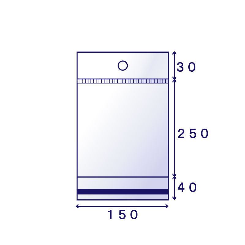 OPP #30 白ヘッダー袋 H-18A (150×250mm) 100枚入り