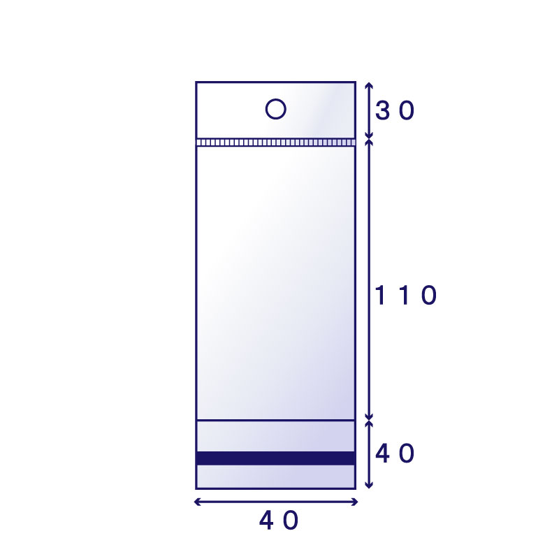 OPP #30 白ヘッダー袋 H-3 (40×110mm) 100枚入り