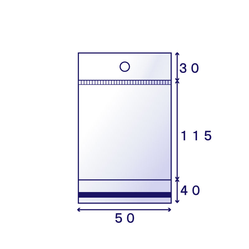 OPP #30 白ヘッダー袋 H-6 (50×115mm) 100枚入り